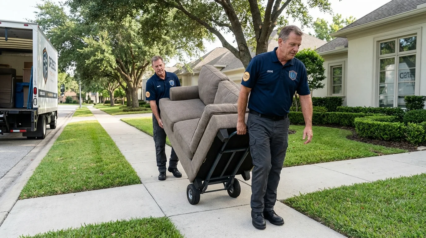 Local residential moving crew loading furniture in Freeport, NY